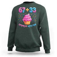 100th Day of School Girl Sweatshirt 67 33 100 Days Sprinkled With Fun Cupcake Six Seven Meme