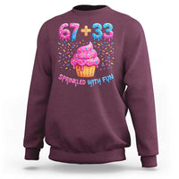 100th Day of School Girl Sweatshirt 67 33 100 Days Sprinkled With Fun Cupcake Six Seven Meme