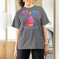 100th Day of School Girl T Shirt For Women 67 33 100 Days Sprinkled With Fun Cupcake Six Seven Meme