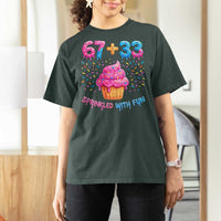100th Day of School Girl T Shirt For Women 67 33 100 Days Sprinkled With Fun Cupcake Six Seven Meme