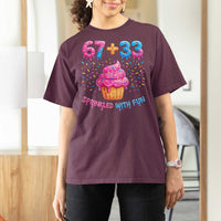 100th Day of School Girl T Shirt For Women 67 33 100 Days Sprinkled With Fun Cupcake Six Seven Meme