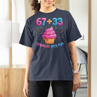 100th Day of School Girl T Shirt For Women 67 33 100 Days Sprinkled With Fun Cupcake Six Seven Meme