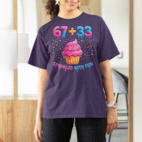 100th Day of School Girl T Shirt For Women 67 33 100 Days Sprinkled With Fun Cupcake Six Seven Meme