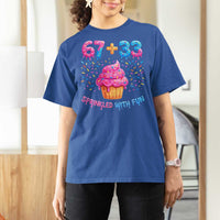 100th Day of School Girl T Shirt For Women 67 33 100 Days Sprinkled With Fun Cupcake Six Seven Meme