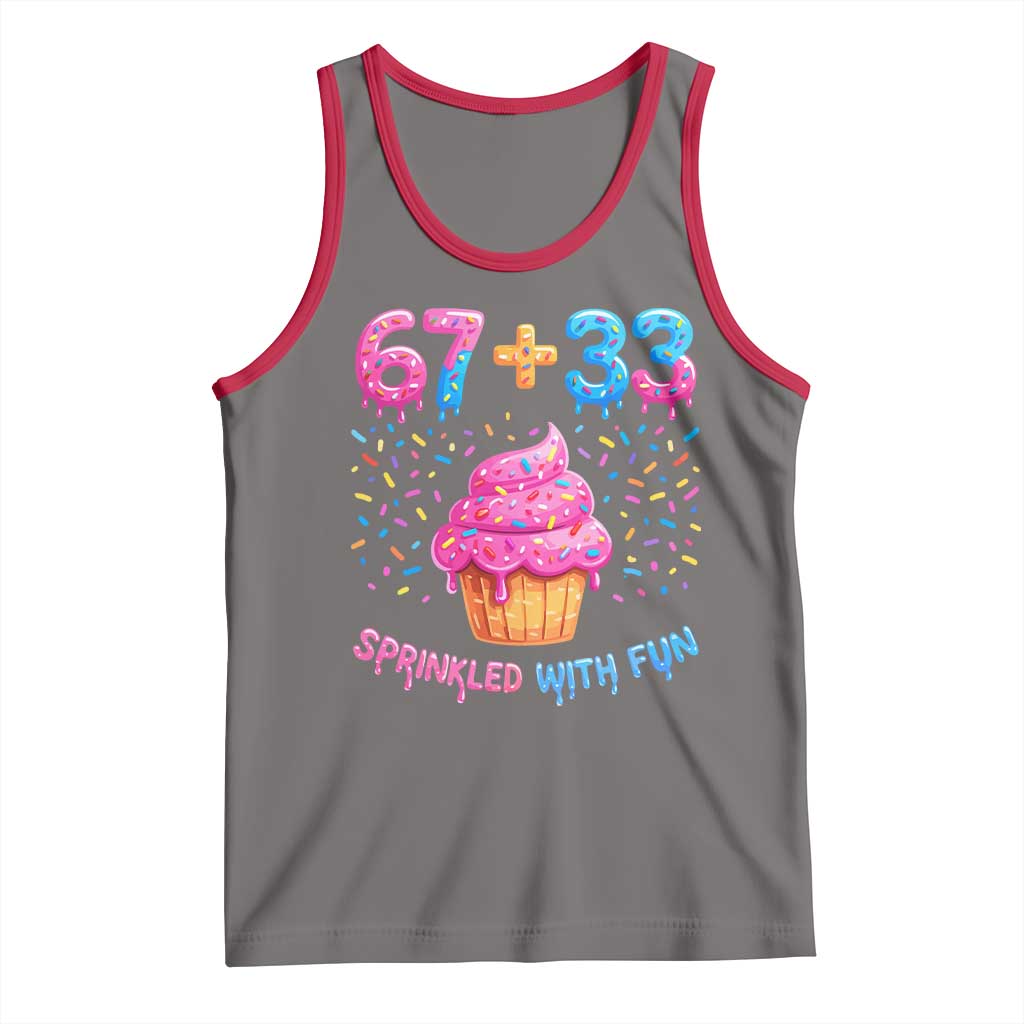 100th Day of School Girl Tank Top 67 33 100 Days Sprinkled With Fun Cupcake Six Seven Meme