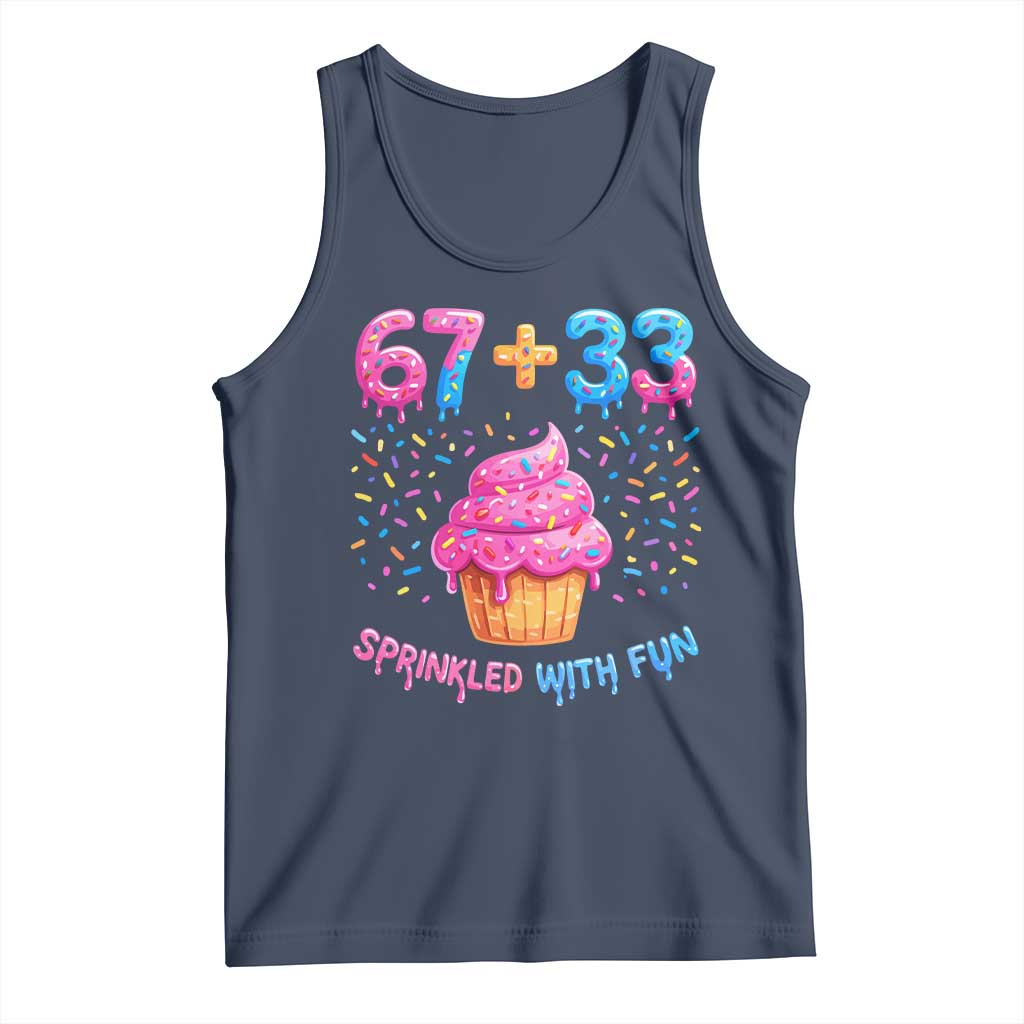 100th Day of School Girl Tank Top 67 33 100 Days Sprinkled With Fun Cupcake Six Seven Meme