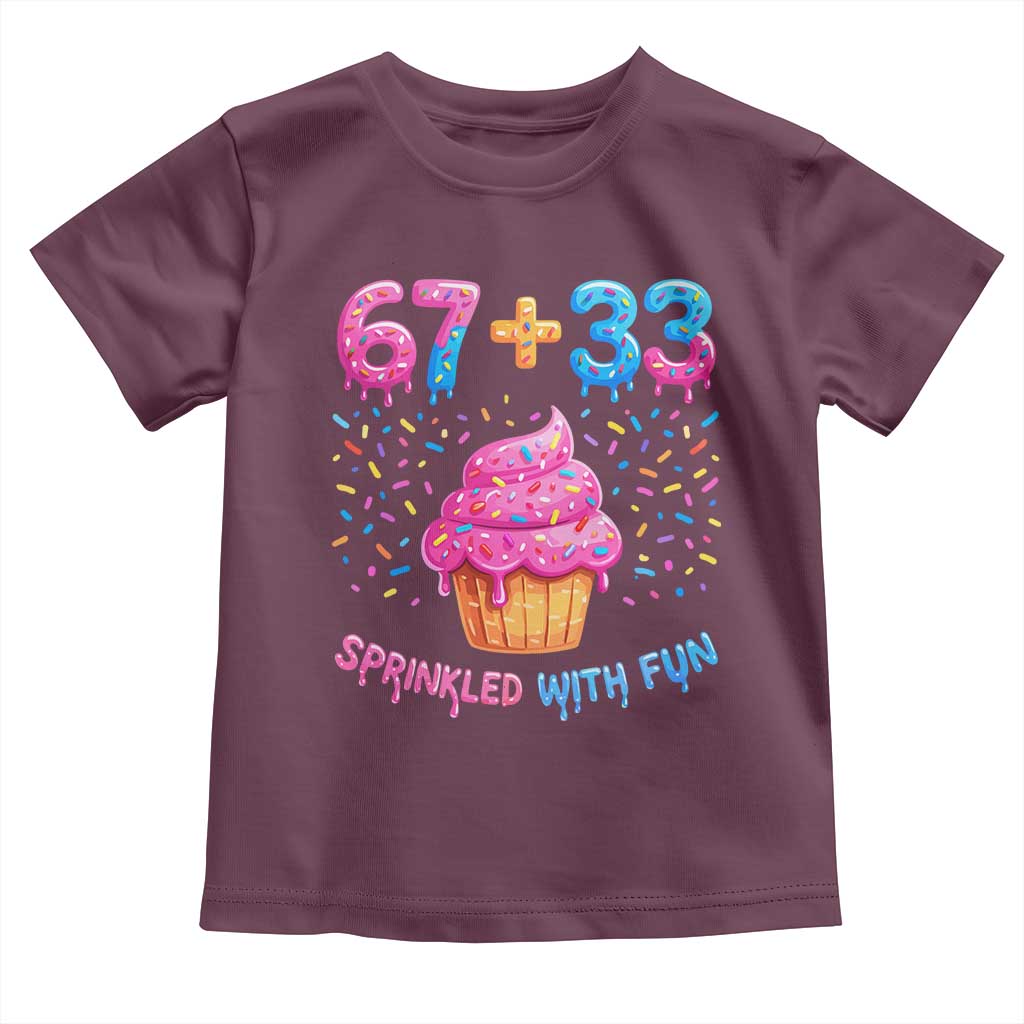 100th Day of School Girl Toddler T Shirt 67 33 100 Days Sprinkled With Fun Cupcake Six Seven Meme