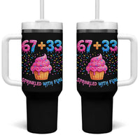 100th Day of School Girl Tumbler With Handle 67 33 100 Days Sprinkled With Fun Cupcake Six Seven Meme
