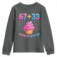 100th Day of School Girl Youth Sweatshirt 67 33 100 Days Sprinkled With Fun Cupcake Six Seven Meme