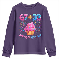100th Day of School Girl Youth Sweatshirt 67 33 100 Days Sprinkled With Fun Cupcake Six Seven Meme