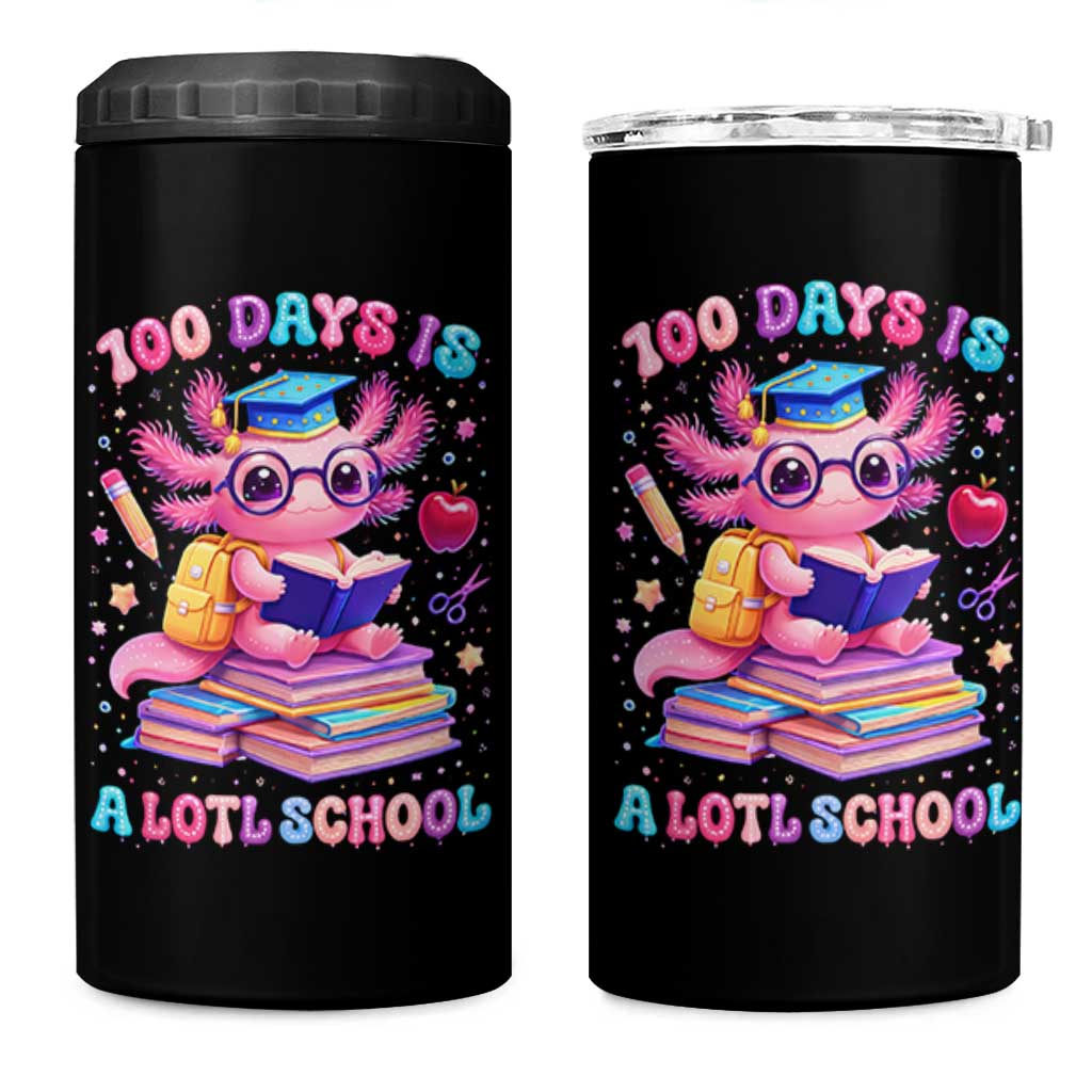 Axolotl 100 Days Of School 4 in 1 Can Cooler Tumbler 100 Days Is Alotl School