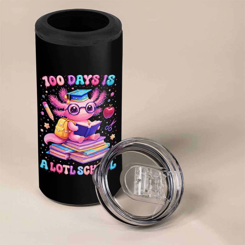 Axolotl 100 Days Of School 4 in 1 Can Cooler Tumbler 100 Days Is Alotl School