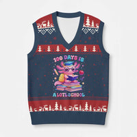 Axolotl 100 Days Of School V-Neck Knit Sweater Vest 100 Days Is Alotl School