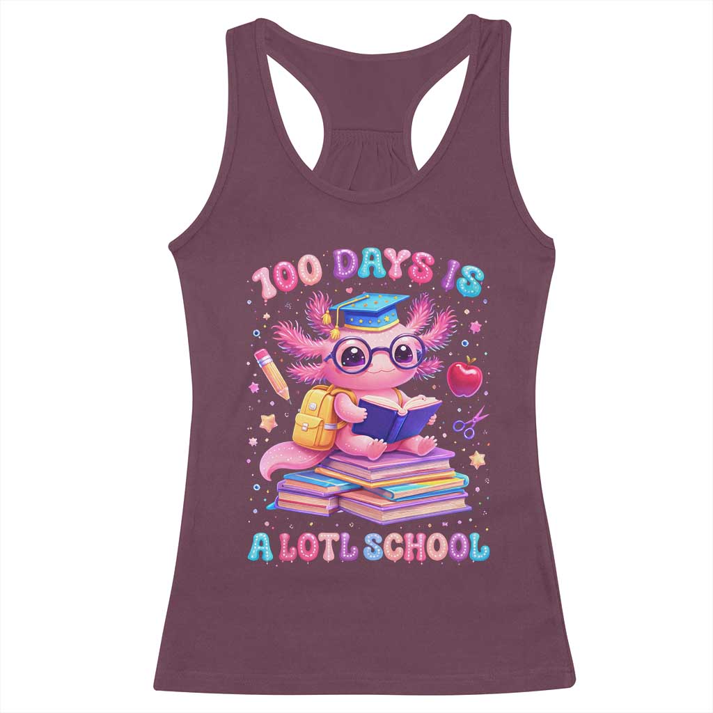 Axolotl 100 Days Of School Racerback Tank Top 100 Days Is Alotl School
