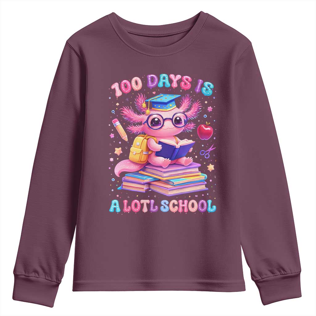 Axolotl 100 Days Of School Youth Sweatshirt 100 Days Is Alotl School