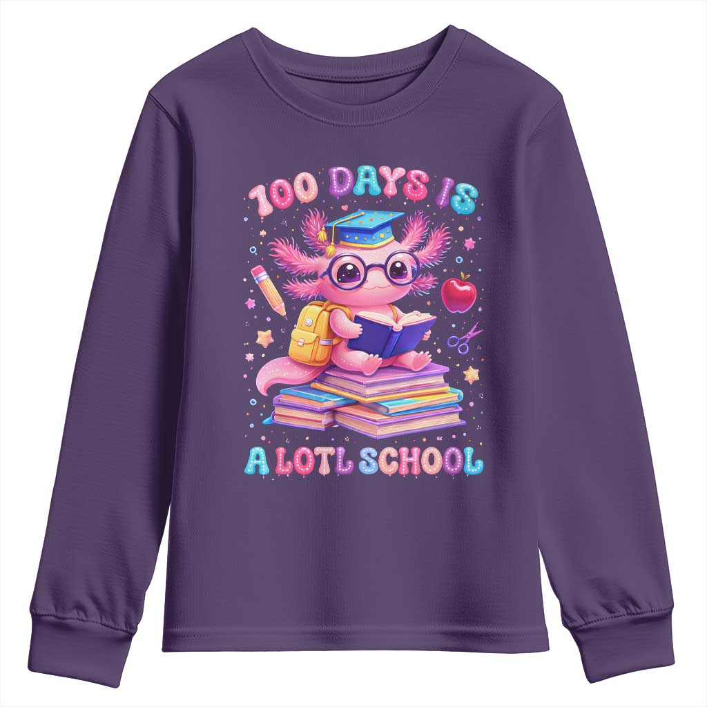 Axolotl 100 Days Of School Youth Sweatshirt 100 Days Is Alotl School