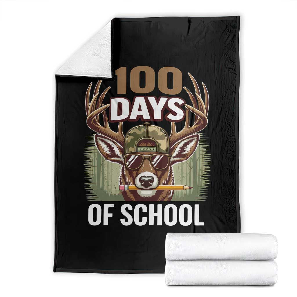 Deer 100 Days Of School Throw Blanket Camo Bucked 100 Days Smarter