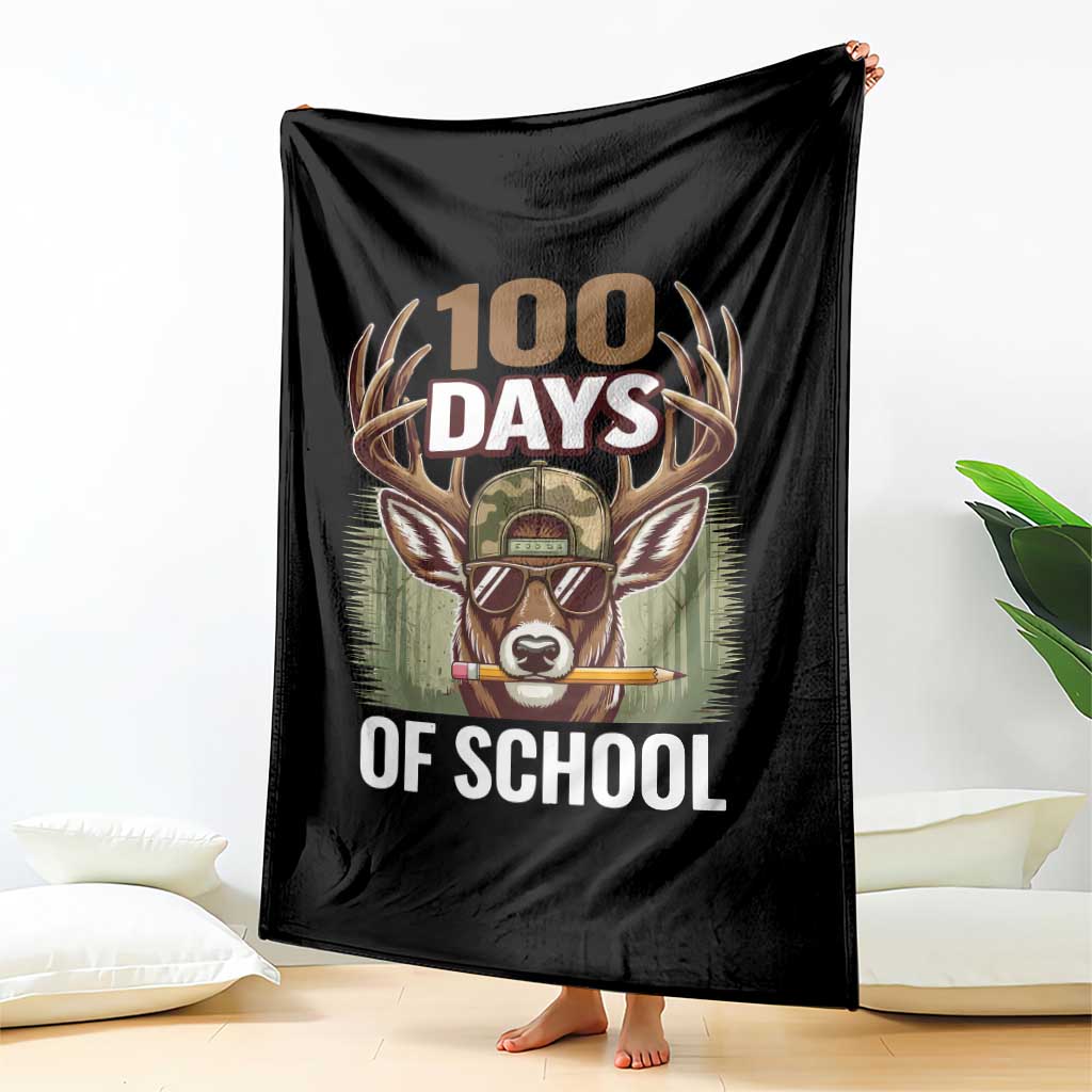 Deer 100 Days Of School Throw Blanket Camo Bucked 100 Days Smarter