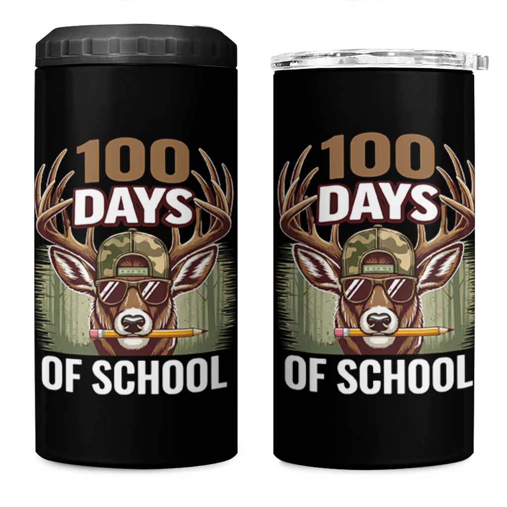 Deer 100 Days Of School 4 in 1 Can Cooler Tumbler Camo Bucked 100 Days Smarter