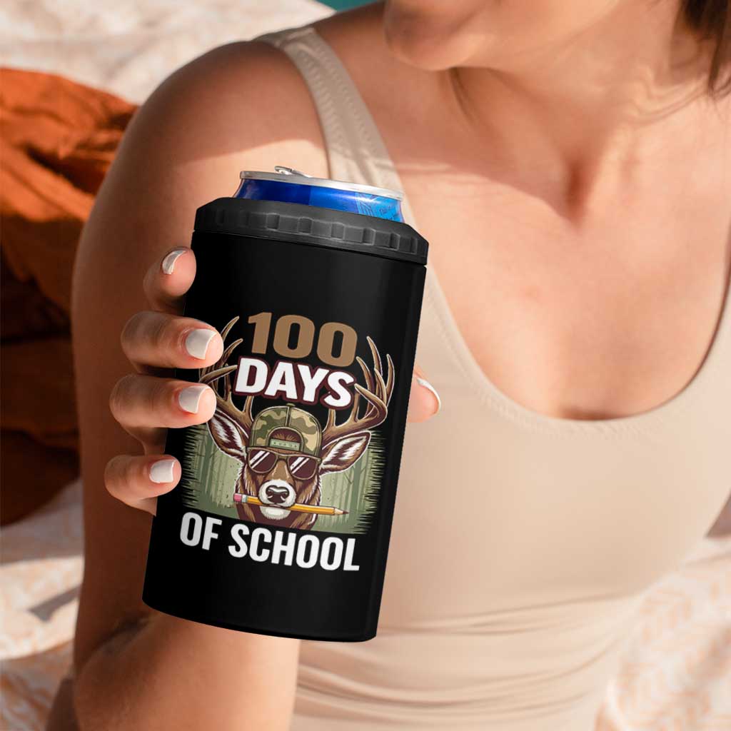 Deer 100 Days Of School 4 in 1 Can Cooler Tumbler Camo Bucked 100 Days Smarter