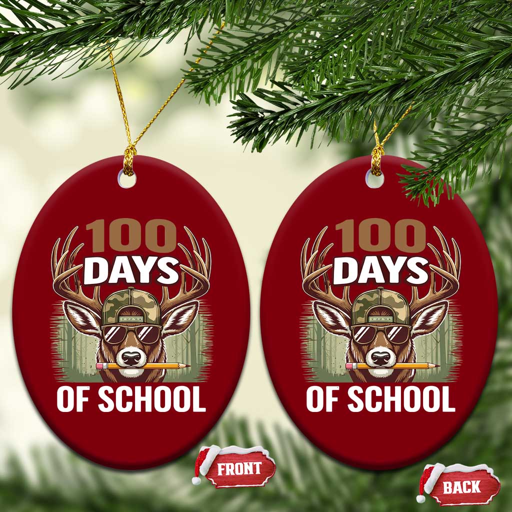 Deer 100 Days Of School Ceramic Ornament Camo Bucked 100 Days Smarter