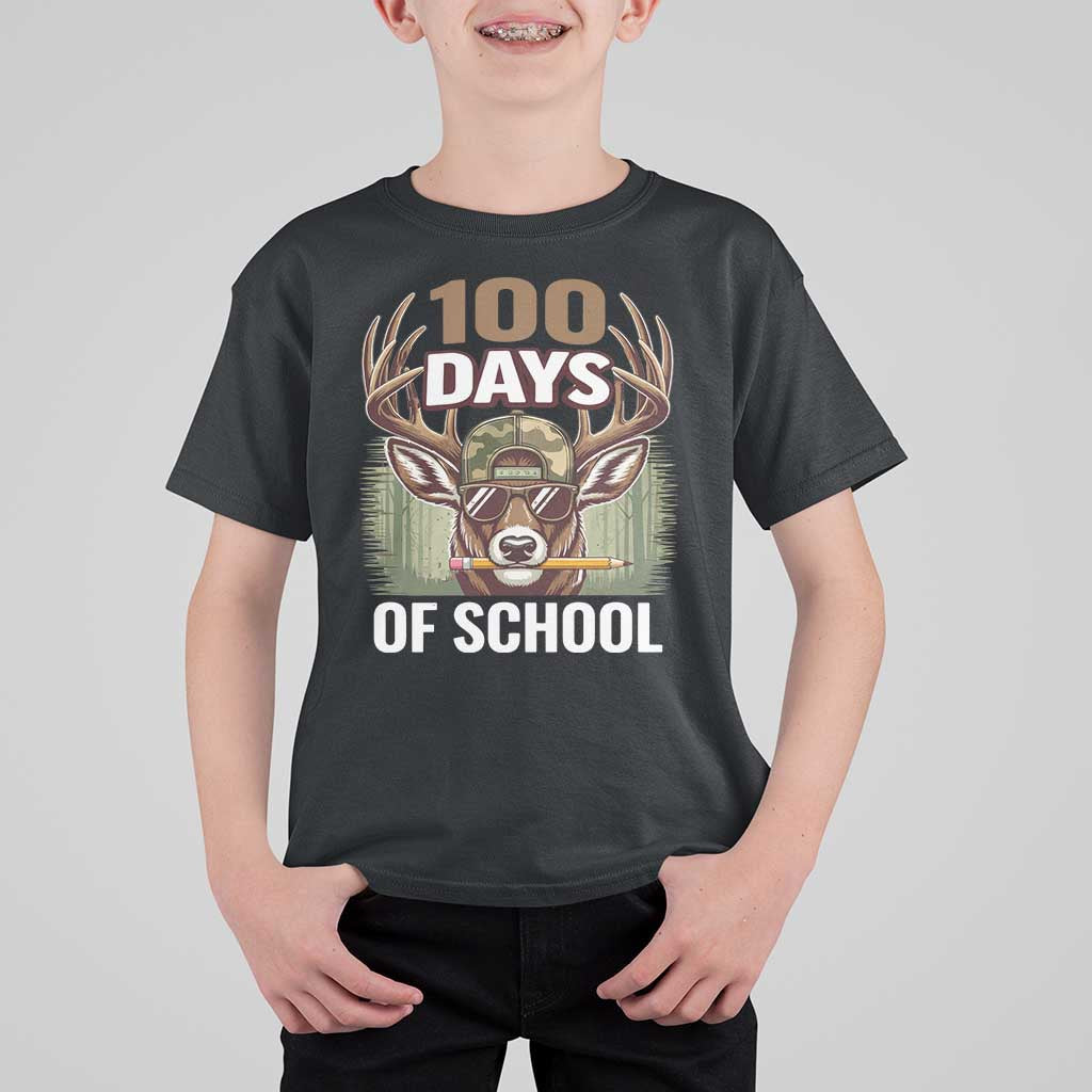 Deer 100 Days Of School T Shirt For Kid Camo Bucked 100 Days Smarter