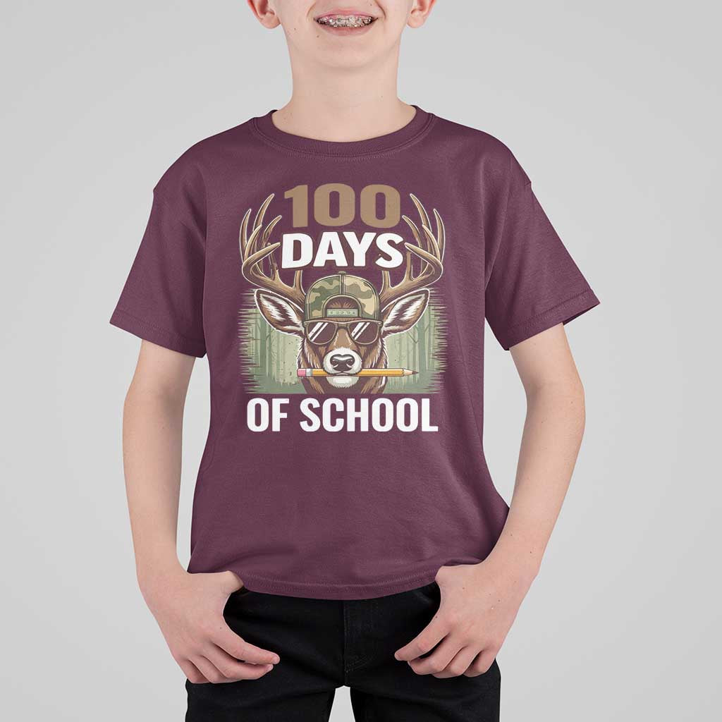 Deer 100 Days Of School T Shirt For Kid Camo Bucked 100 Days Smarter
