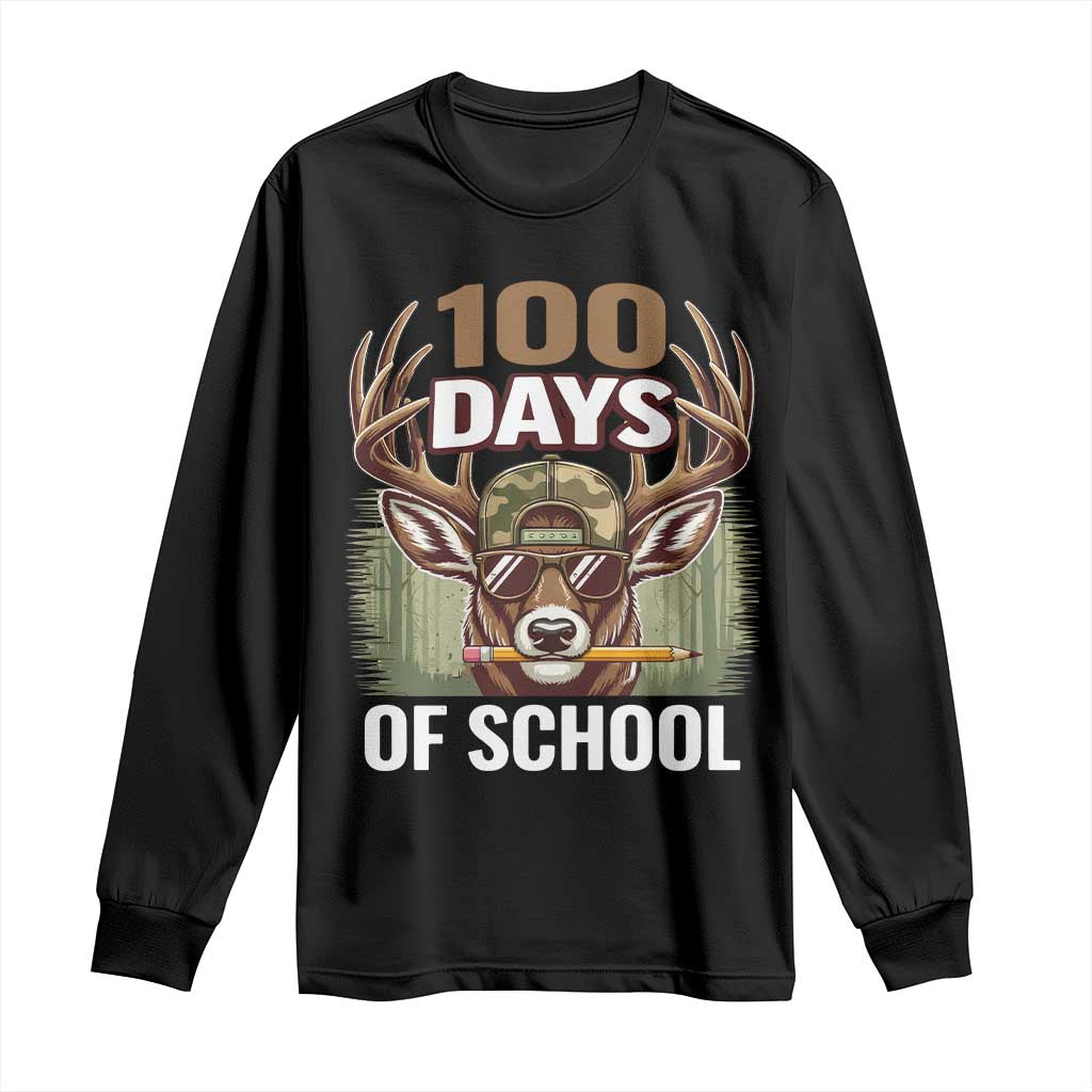Deer 100 Days Of School Long Sleeve Shirt Camo Bucked 100 Days Smarter