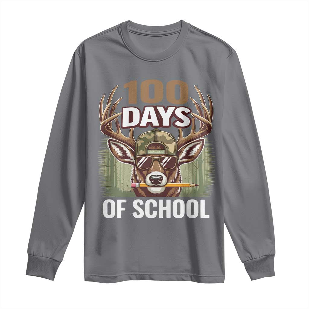 Deer 100 Days Of School Long Sleeve Shirt Camo Bucked 100 Days Smarter