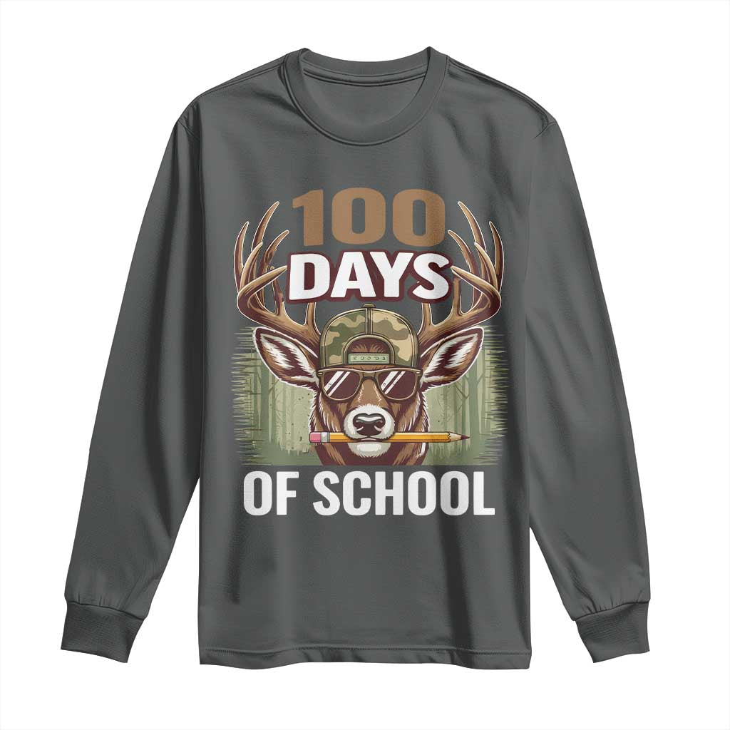 Deer 100 Days Of School Long Sleeve Shirt Camo Bucked 100 Days Smarter