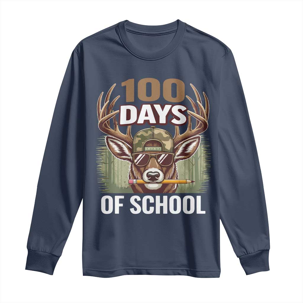 Deer 100 Days Of School Long Sleeve Shirt Camo Bucked 100 Days Smarter
