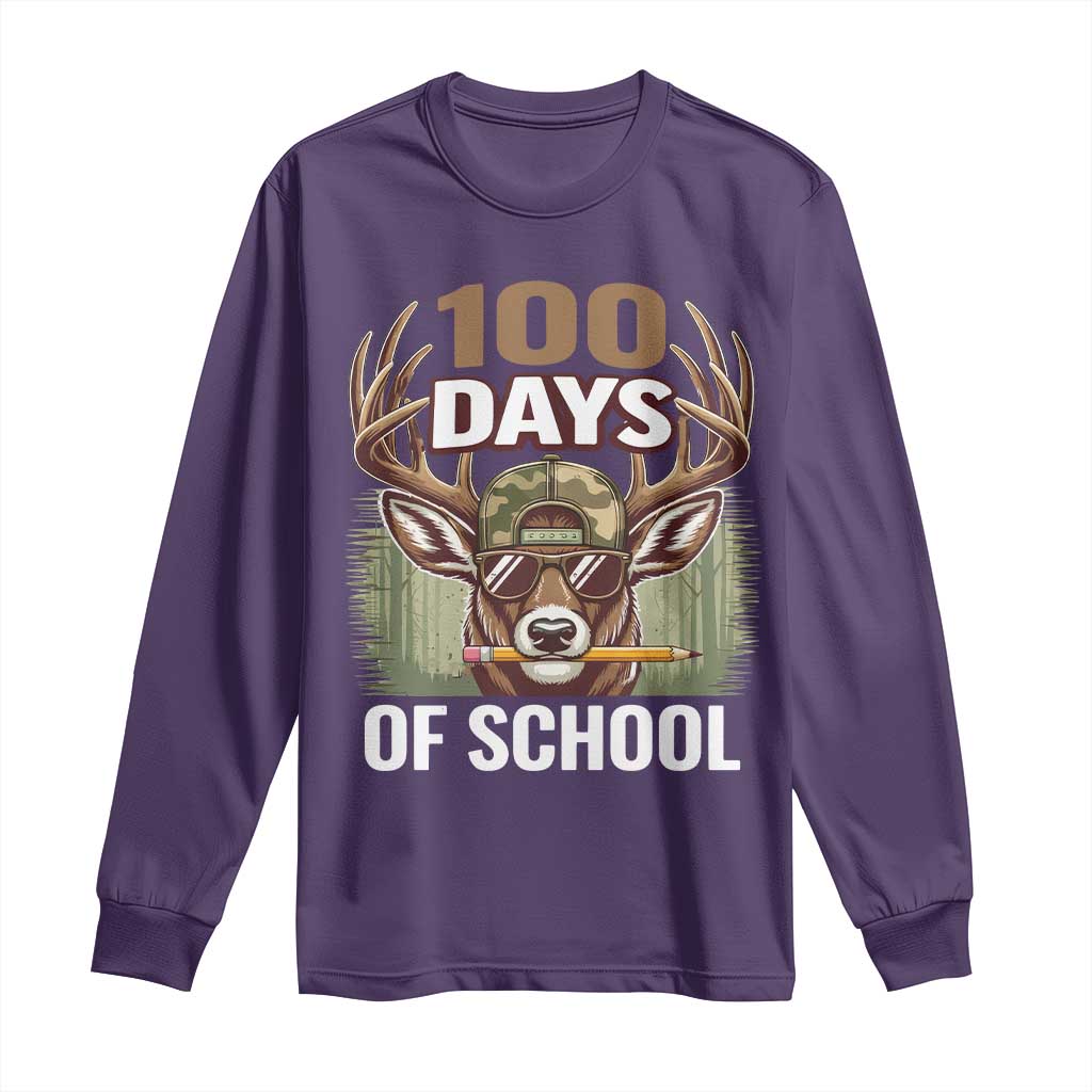Deer 100 Days Of School Long Sleeve Shirt Camo Bucked 100 Days Smarter