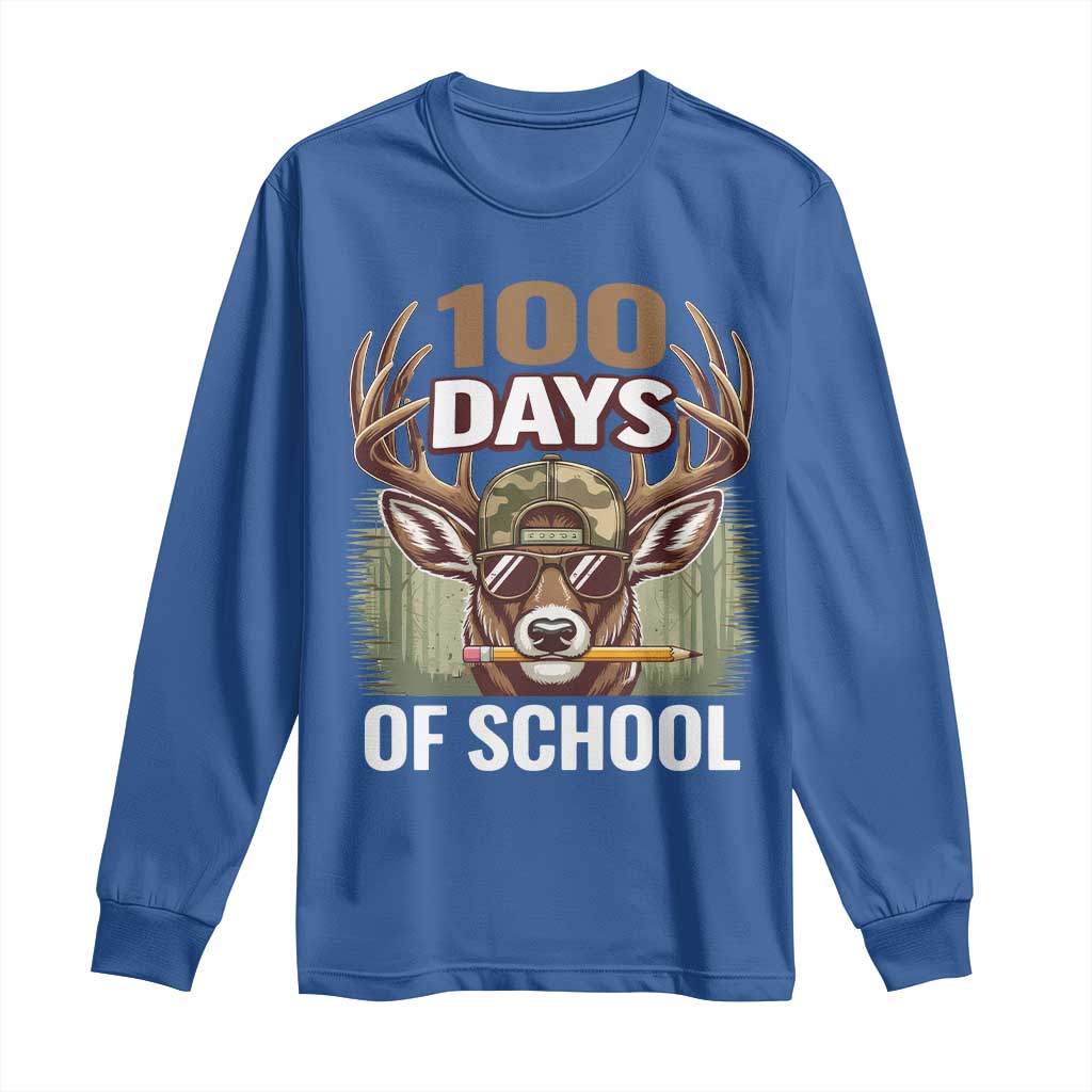 Deer 100 Days Of School Long Sleeve Shirt Camo Bucked 100 Days Smarter
