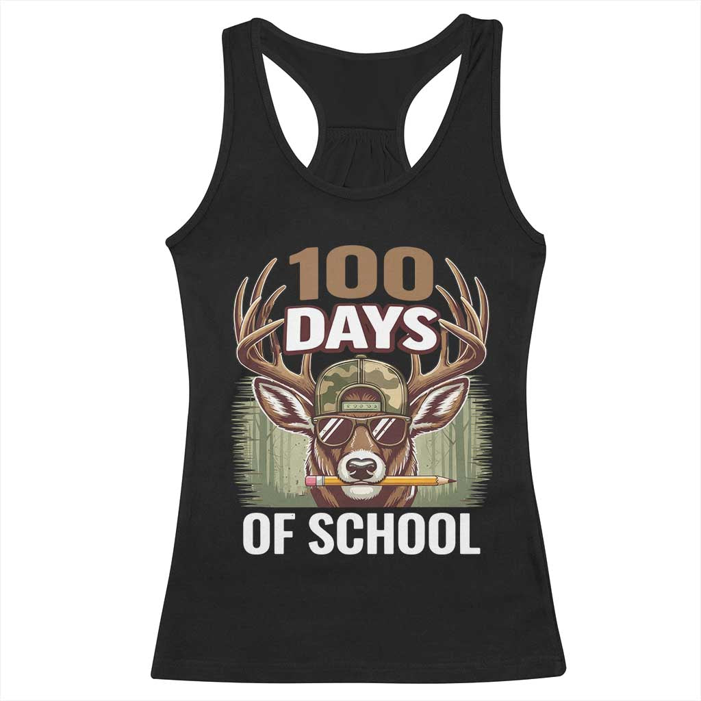 Deer 100 Days Of School Racerback Tank Top Camo Bucked 100 Days Smarter