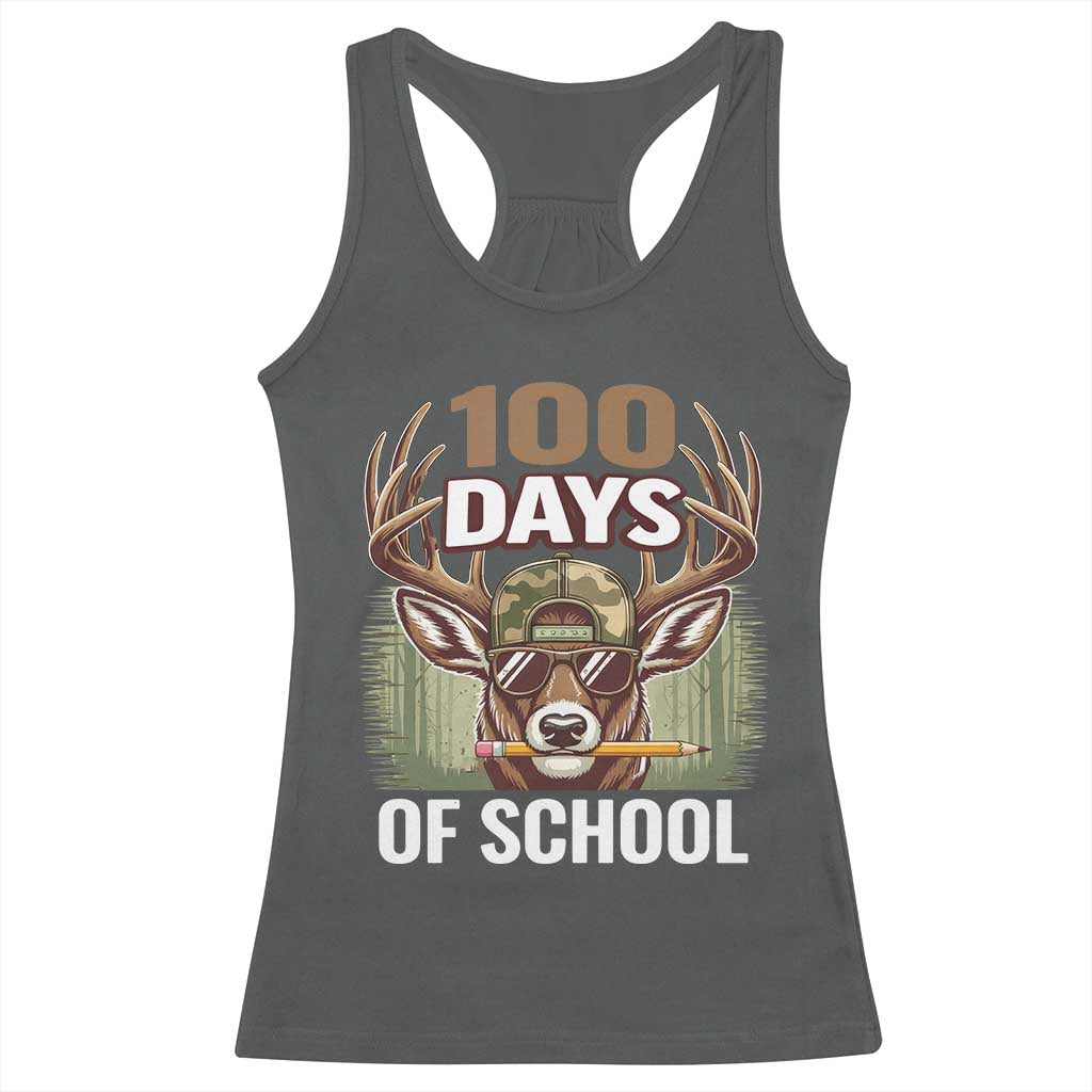 Deer 100 Days Of School Racerback Tank Top Camo Bucked 100 Days Smarter