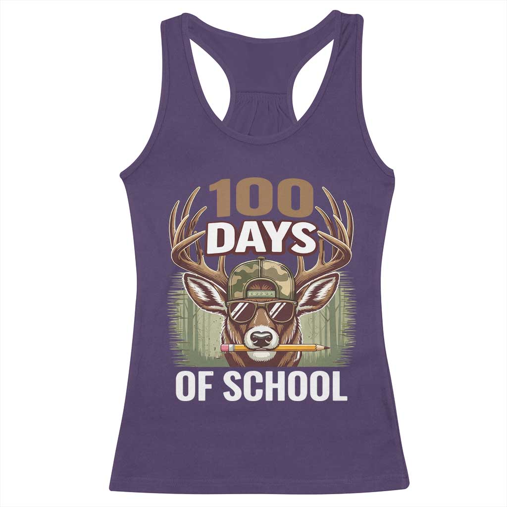 Deer 100 Days Of School Racerback Tank Top Camo Bucked 100 Days Smarter