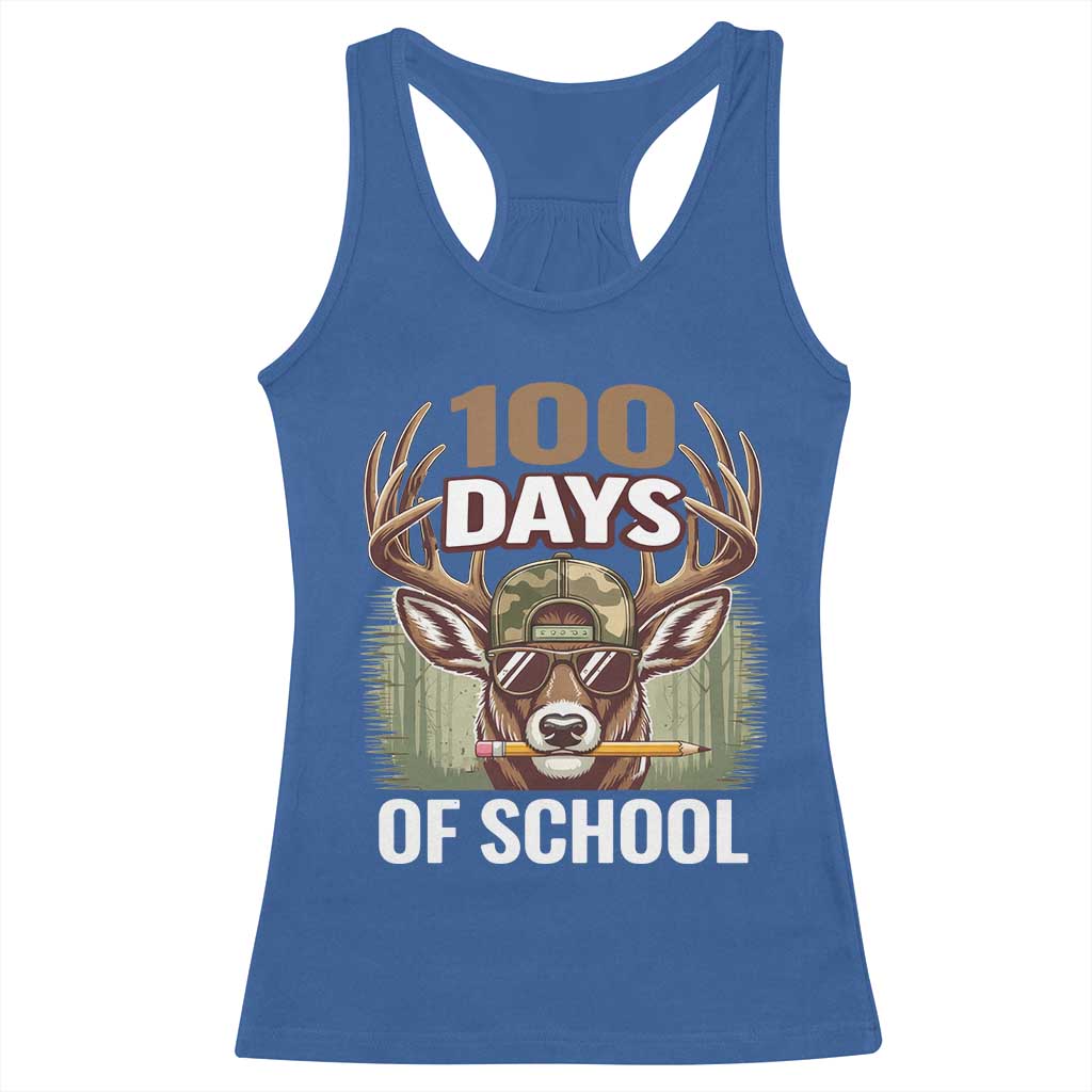 Deer 100 Days Of School Racerback Tank Top Camo Bucked 100 Days Smarter