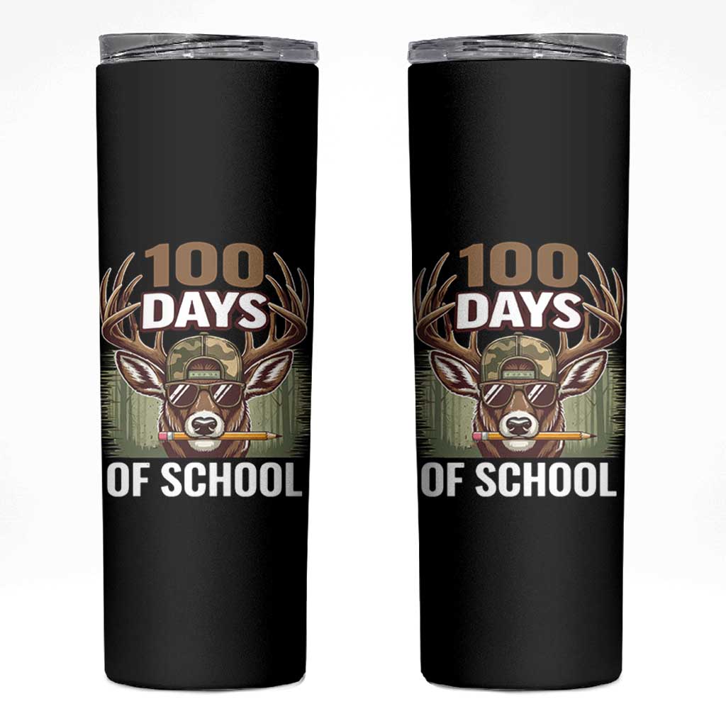 Deer 100 Days Of School Skinny Tumbler Camo Bucked 100 Days Smarter