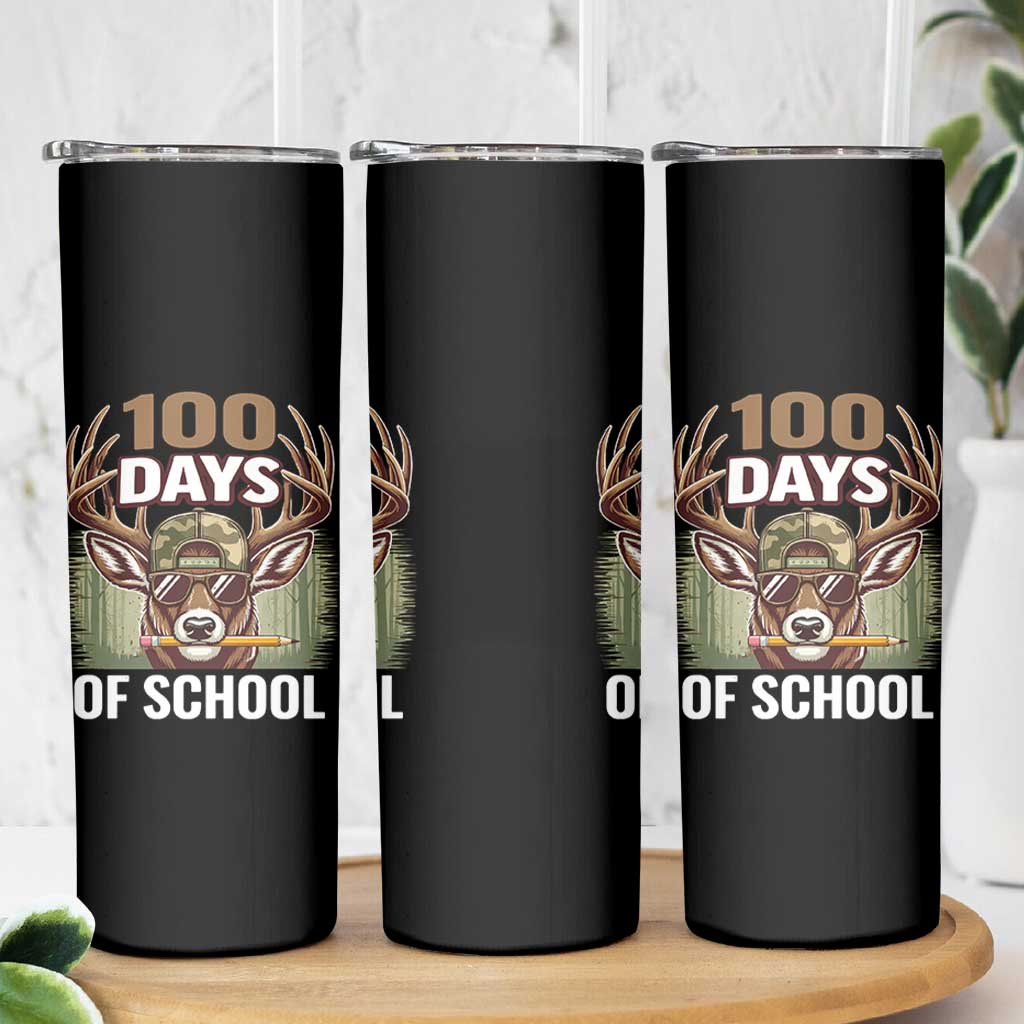 Deer 100 Days Of School Skinny Tumbler Camo Bucked 100 Days Smarter