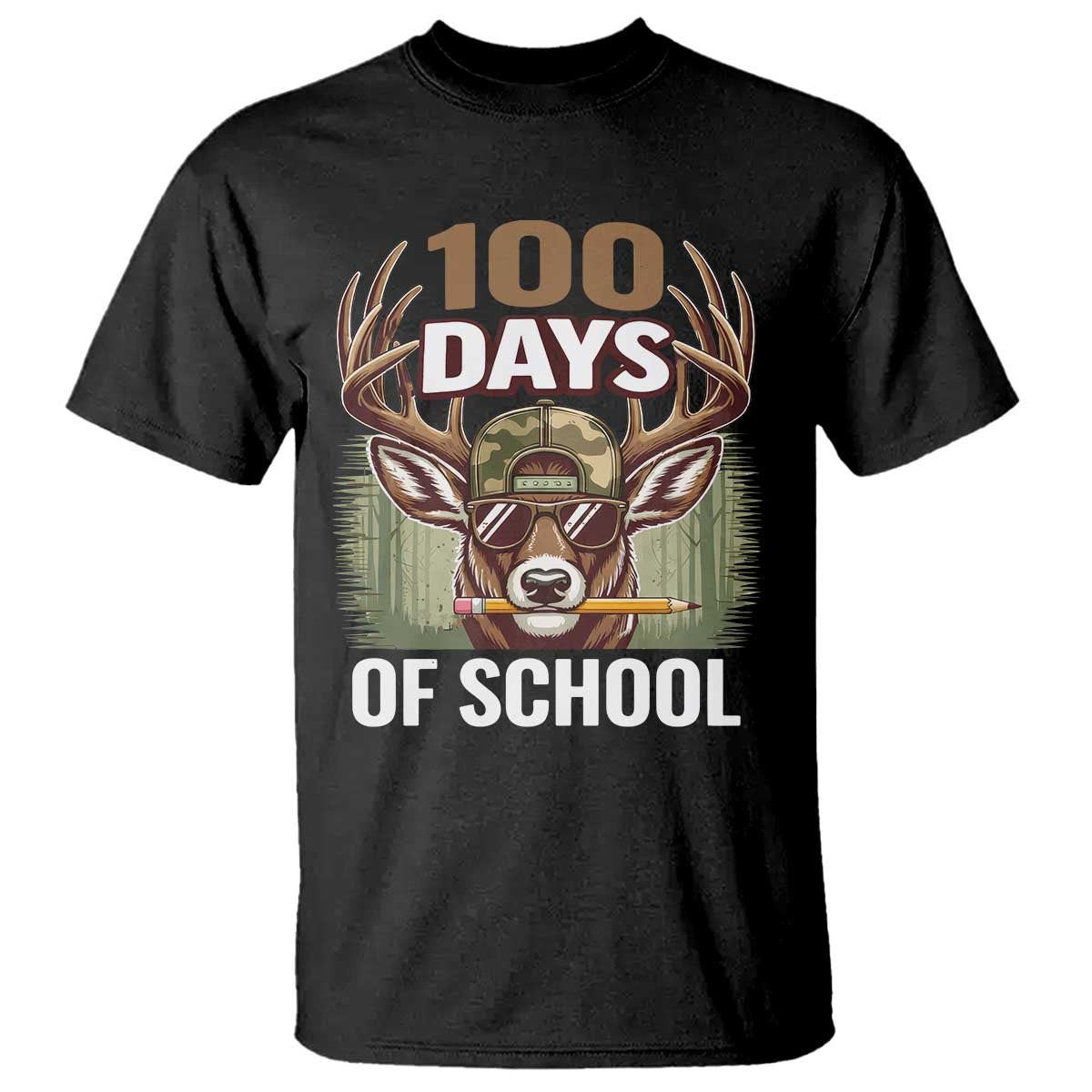 Deer 100 Days Of School T Shirt Camo Bucked 100 Days Smarter