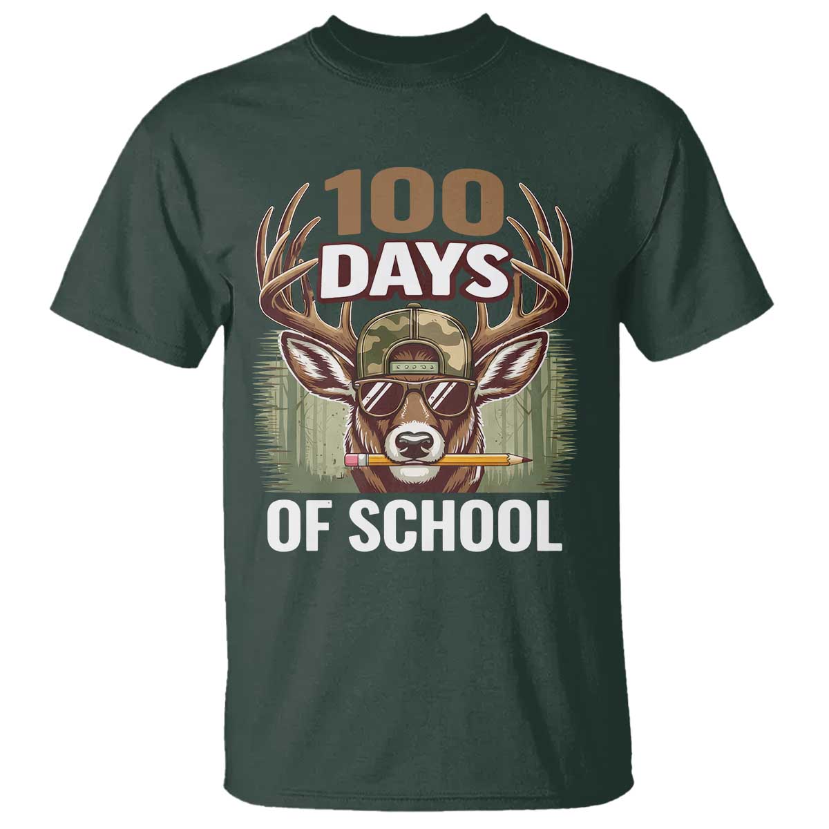 Deer 100 Days Of School T Shirt Camo Bucked 100 Days Smarter