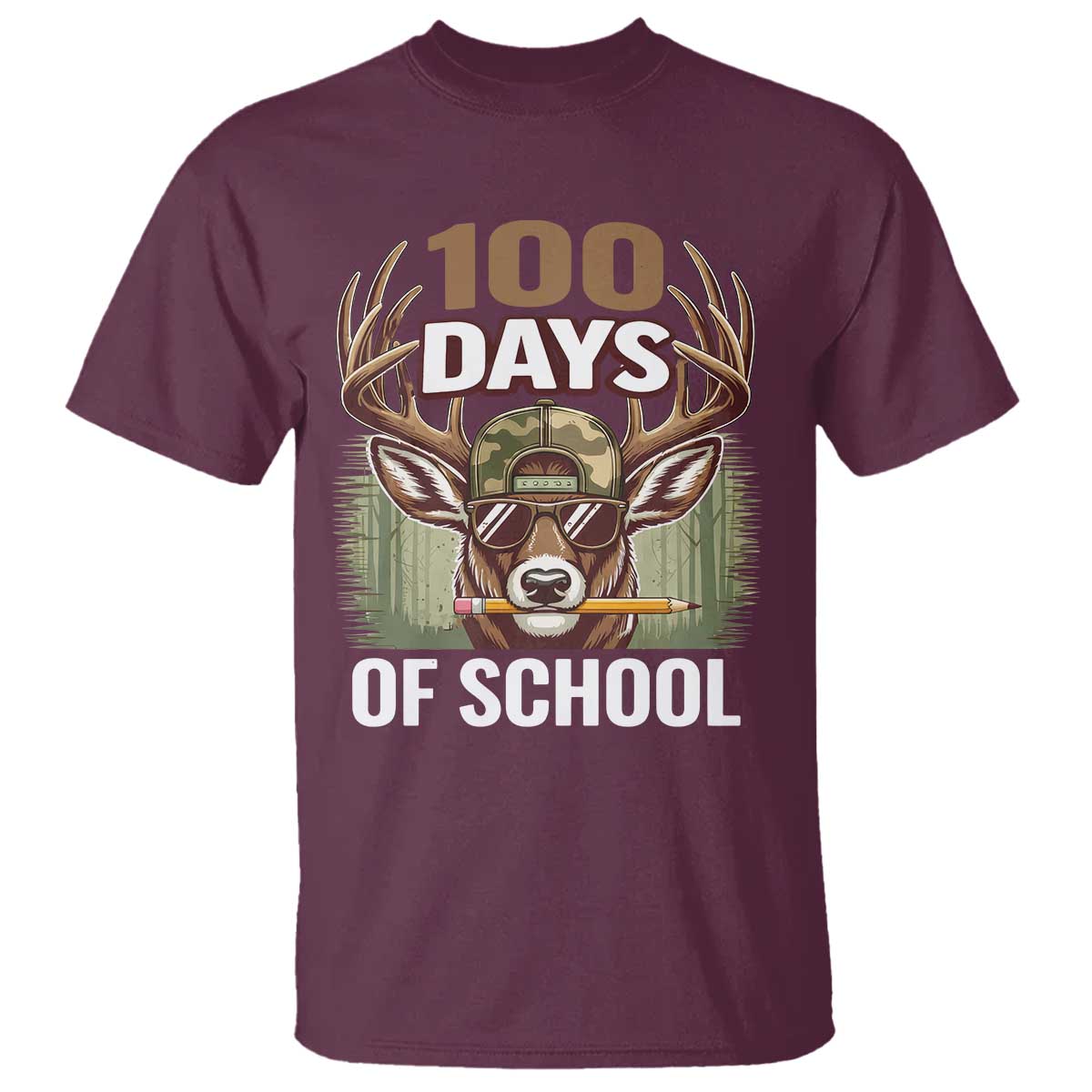 Deer 100 Days Of School T Shirt Camo Bucked 100 Days Smarter