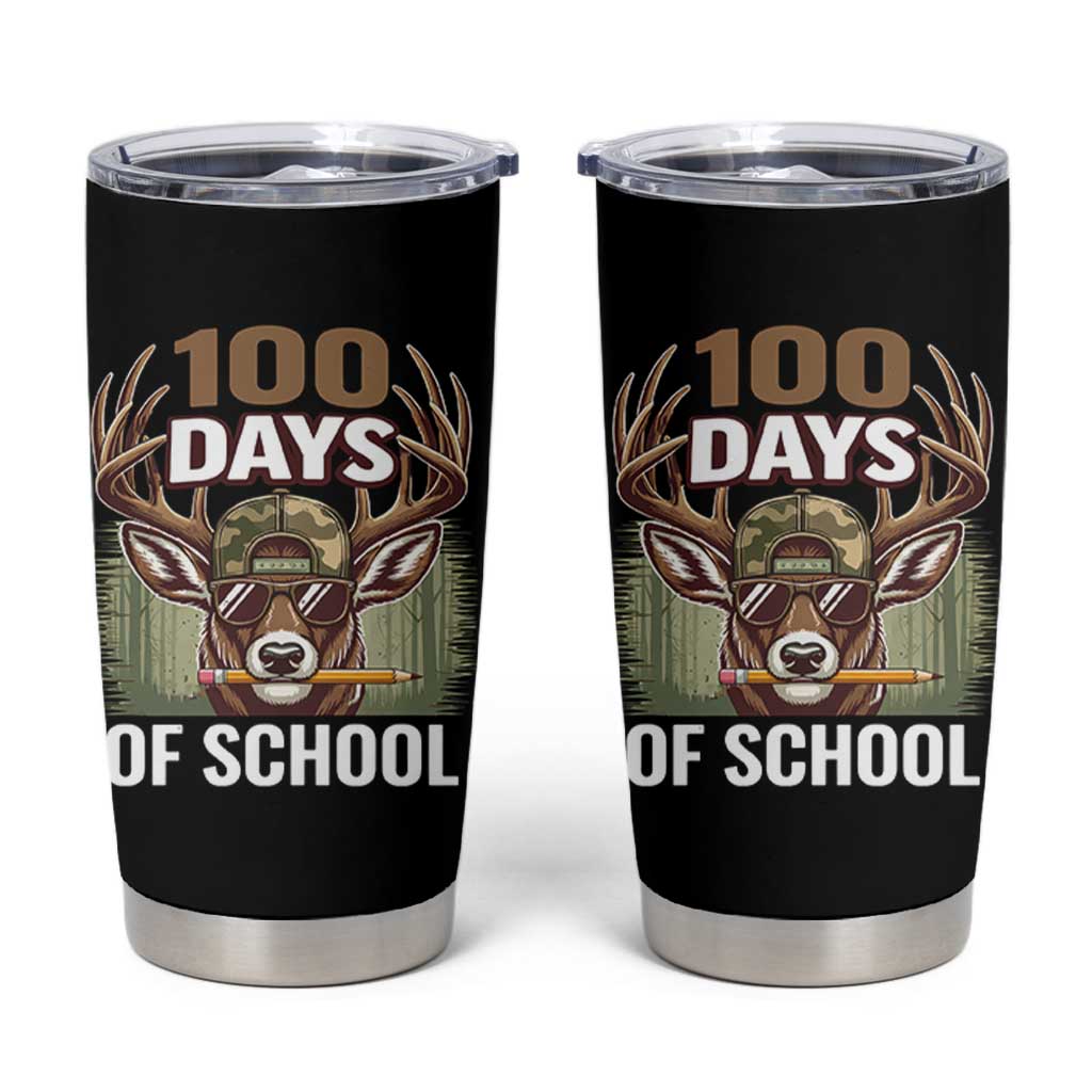 Deer 100 Days Of School Tumbler Cup Camo Bucked 100 Days Smarter