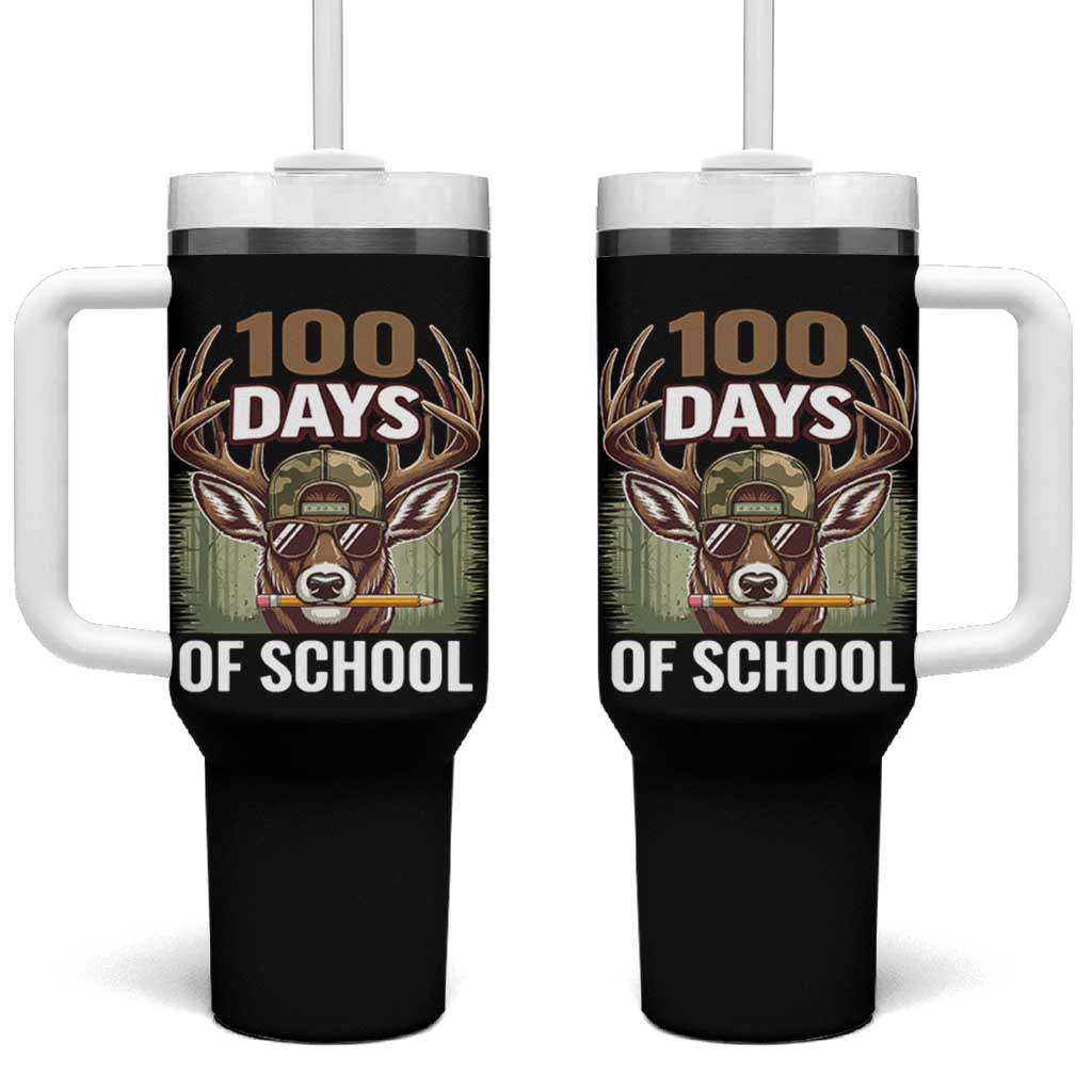 Deer 100 Days Of School Tumbler With Handle Camo Bucked 100 Days Smarter