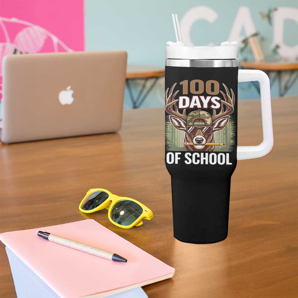 Deer 100 Days Of School Tumbler With Handle Camo Bucked 100 Days Smarter