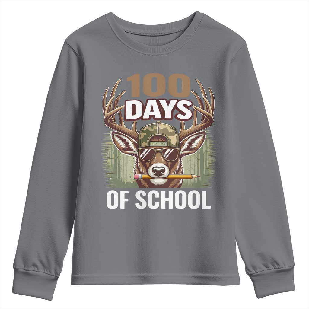 Deer 100 Days Of School Youth Sweatshirt Camo Bucked 100 Days Smarter