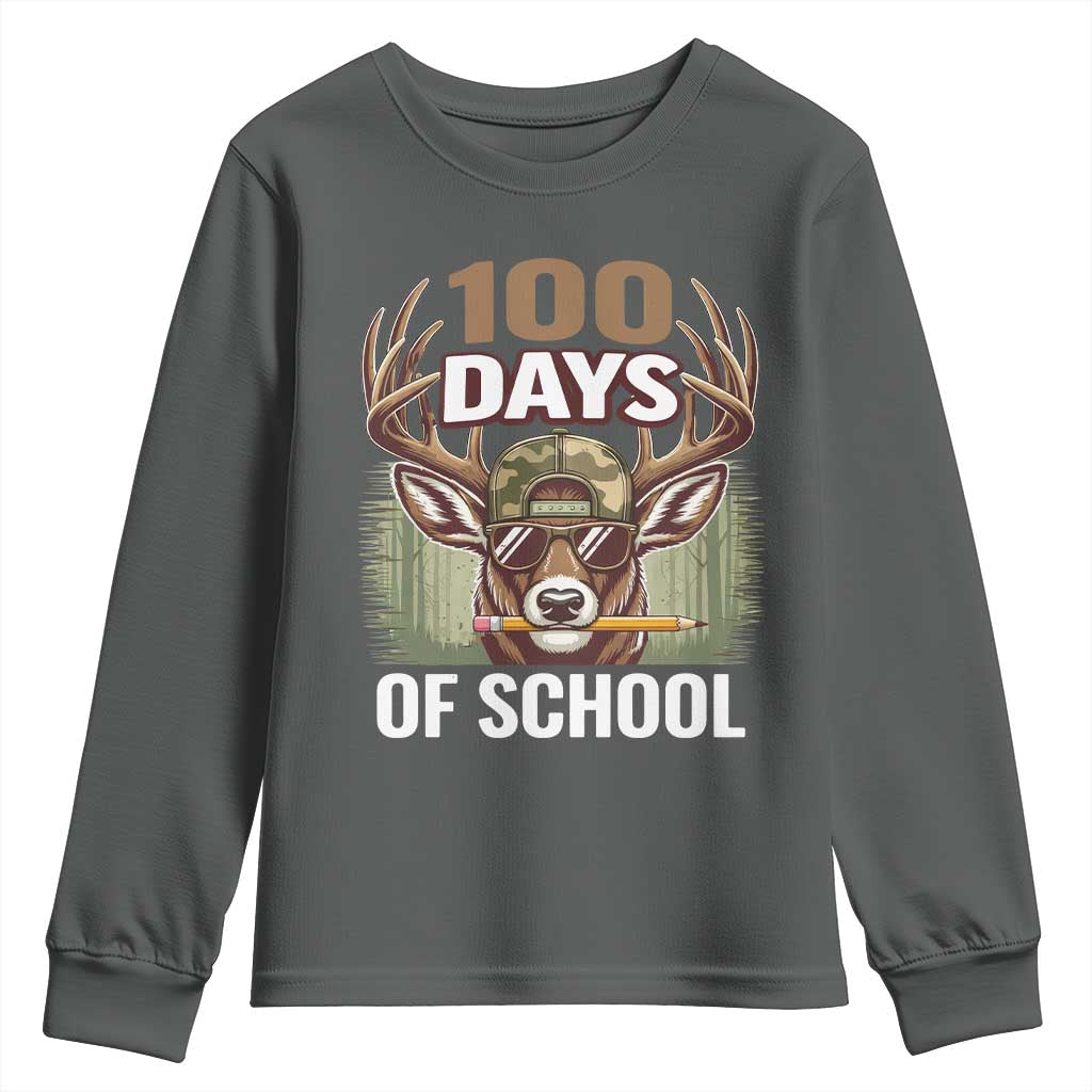 Deer 100 Days Of School Youth Sweatshirt Camo Bucked 100 Days Smarter