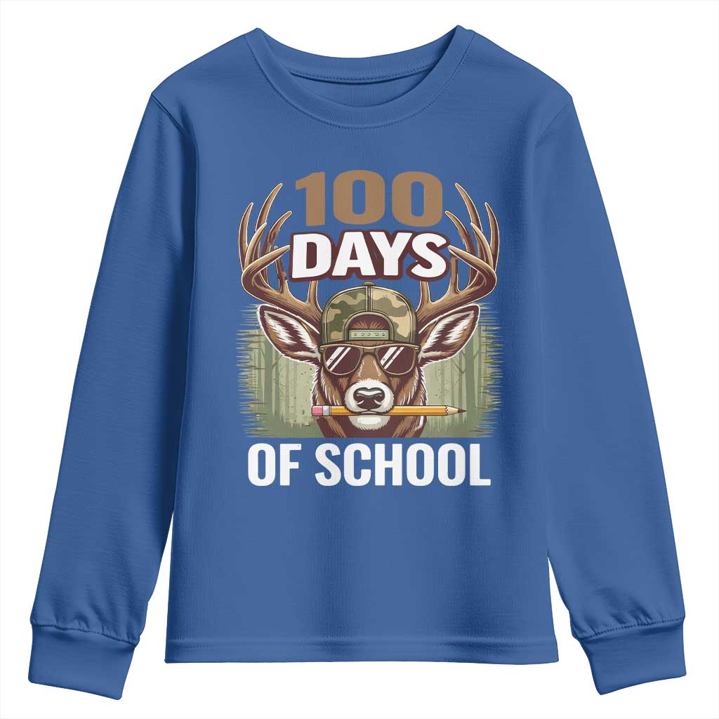 Deer 100 Days Of School Youth Sweatshirt Camo Bucked 100 Days Smarter