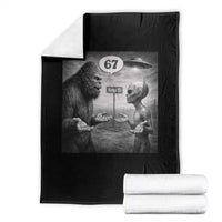 Funny 67 Meme Bigfoot Alien Throw Blanket Six Seven Sasquatch Area 51 UFO Conspiracy