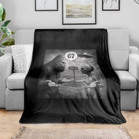 Funny 67 Meme Bigfoot Alien Throw Blanket Six Seven Sasquatch Area 51 UFO Conspiracy